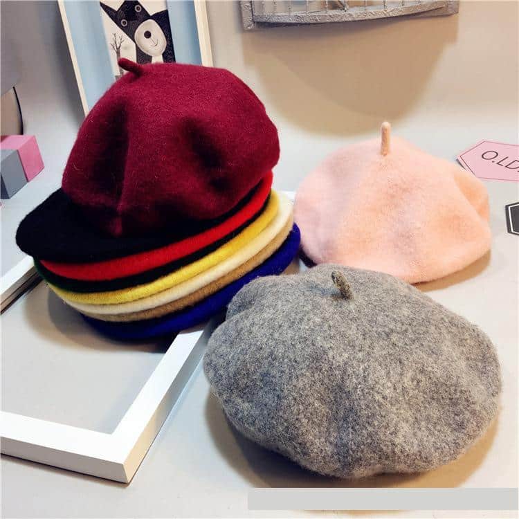Béret en laine pure couleur unie pour enfant – Image 2