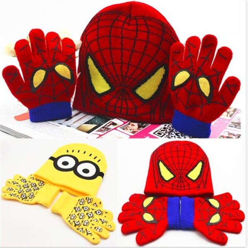 Bonnet et gants à motif dessin animé pour enfant