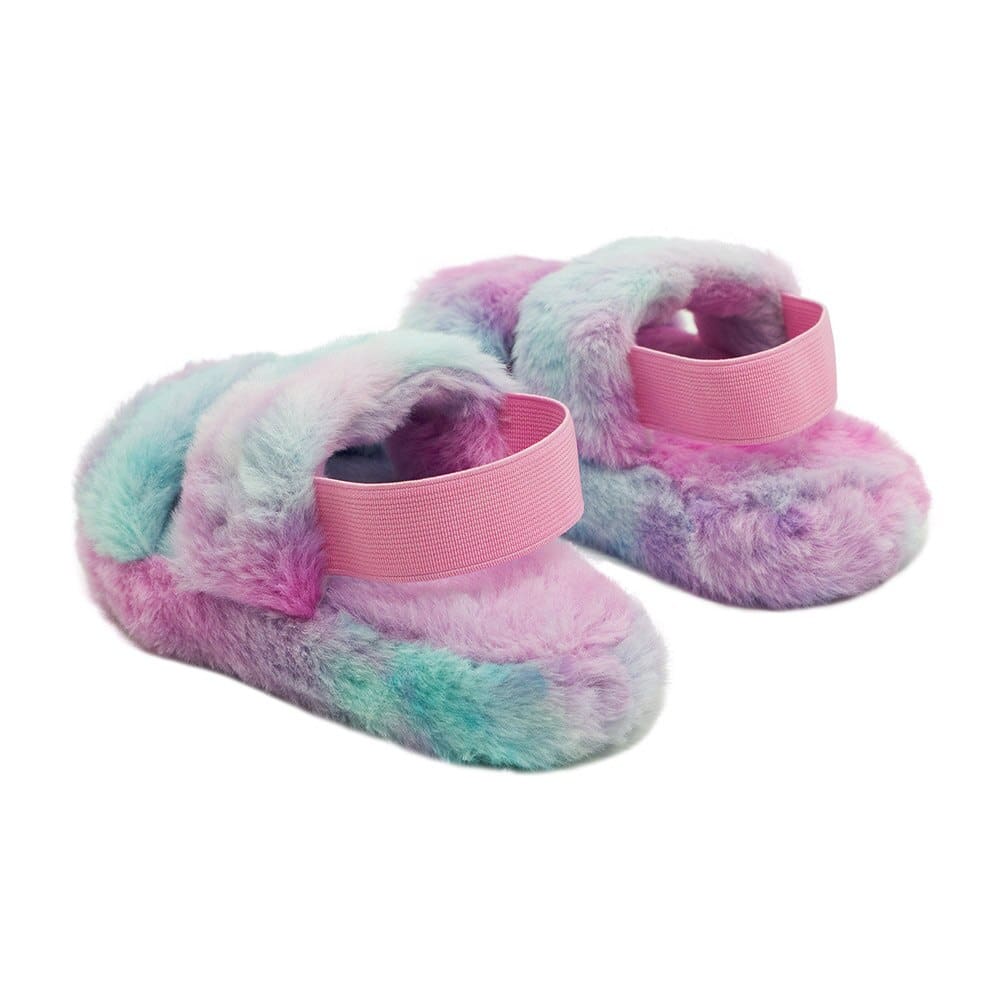 Chausson d’hiver en peluche couleur arc-en-ciel – Image 2