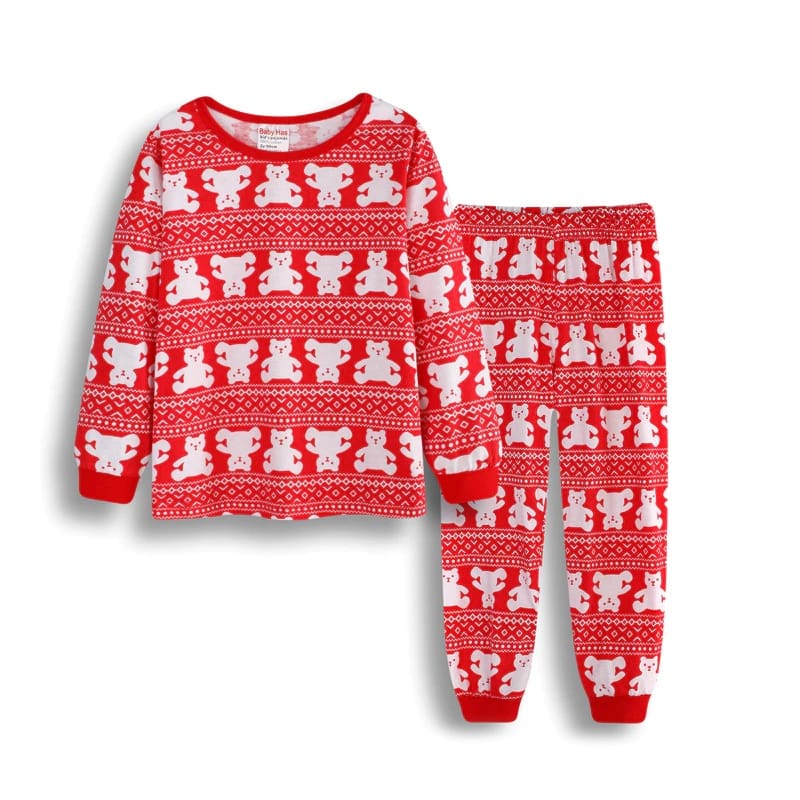 Pyjama de Noël à motif ourson et père Noël pour enfants